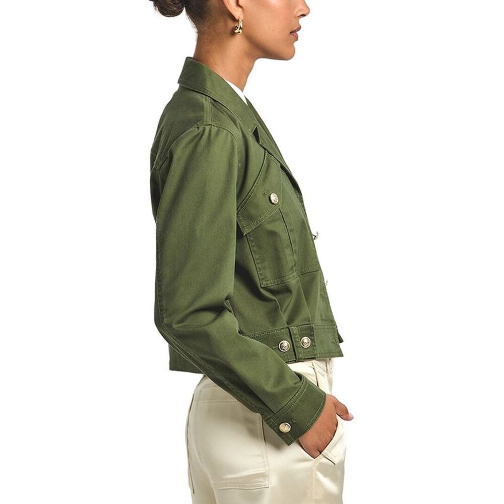 Derek Lam 10 Crosby Womens  Celinora Cotton Drill Cropped Jacket, Green - Picture 3 of 5
